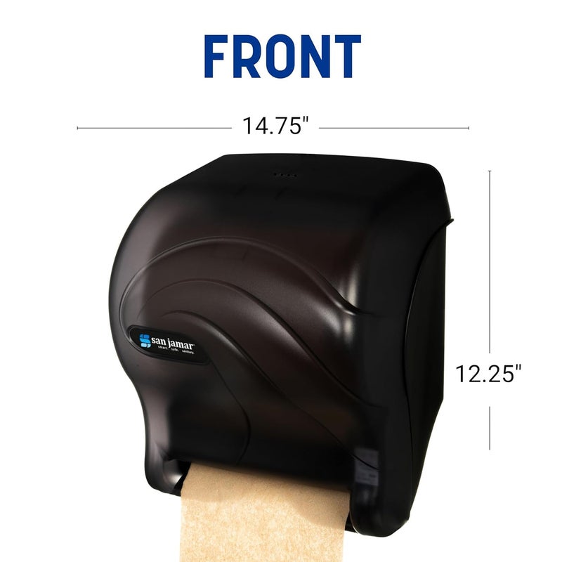 San Jamar Tear-N-Dry Essence Paper Towel Dispenser Automatic Dispenser for Bathroom, Kitchens, and Restaurants, Plastic, 10 x 14.75 x 12.25 Inches, Black - Image 2